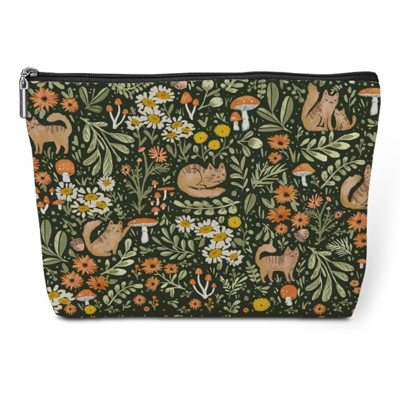 Bolsa de cosméticos Jeilink Cats Floral, bolsa de aseo de 25 x 18 cm