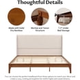 thumbnail image 4 of Queen Size Bamboo Platform Bed, Mid-Century Bed Frame with Tall Upholstered Headboard, Wood Slat Support, No Box Spring Needed, Easy Tool-Free Assembly, Beige+Brown, 4 of 7