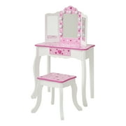 Teamson Kids Fantasy Fields Gisele Sweethearts LED Vanity Table & Stool, White