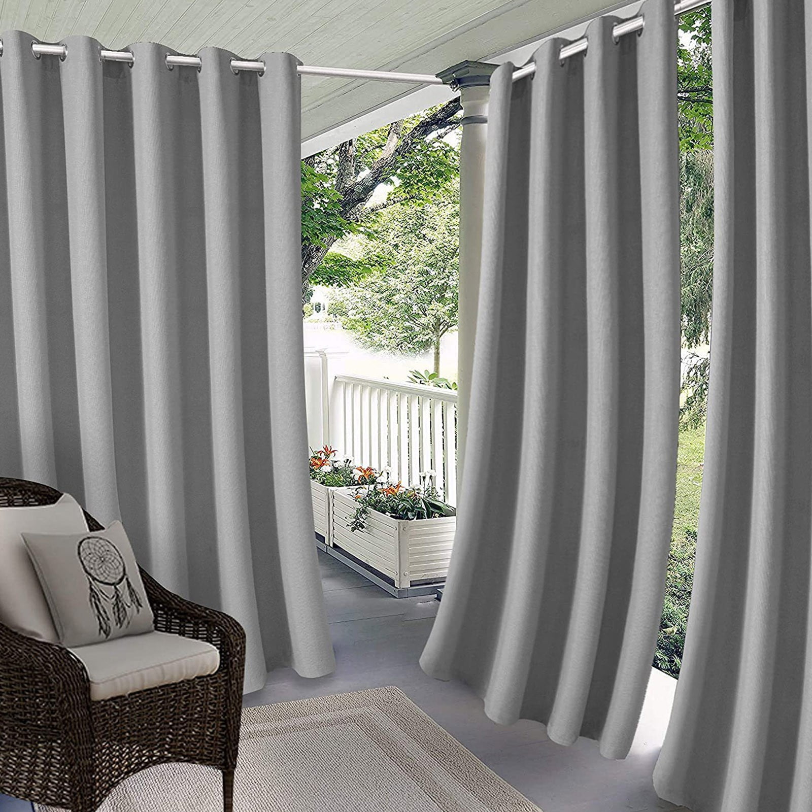 (Clearance) pdqouc Waterproof Outdoor Curtain - Grommet Top Sunlight Blocking Window Treatment Drapes Blackout Curtains for Home Bedroom Living Room Outdoor Patio Porch Pergola Cabana Gazebo 1 Panel