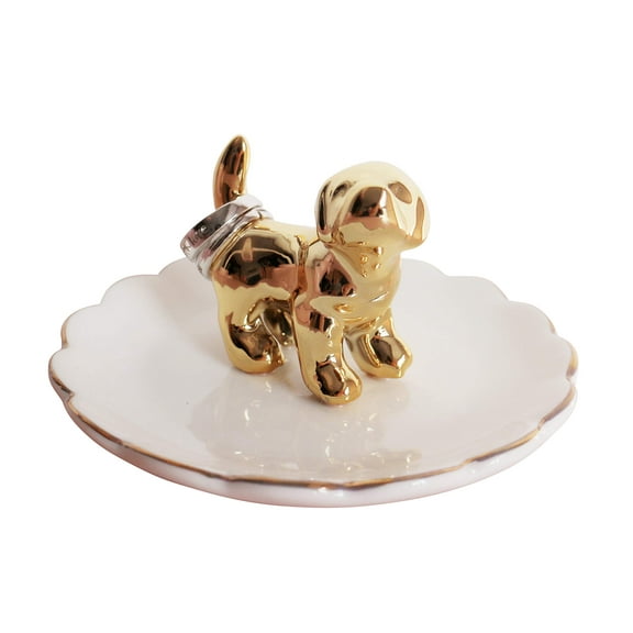 Porcelain Adorable Dog Ring Holder, Ceramic Jewelry Tray, Bracelets Plate, Dessert Dish - Perfect