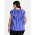 thumbnail image 3 of Terra & Sky Women's Plus Size Shirred Tie Top, 3 of 5