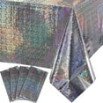thumbnail image 1 of LAICAIW 4 Pack Iridescence Plastic Tablecloths Shiny Disposable Laser Rectangle Table Covers Holographic Foil Tablecloth Iridescent Party Decoration Birthday Bridal Wedding Christmas 54" x 108"(Silv, 1 of 7