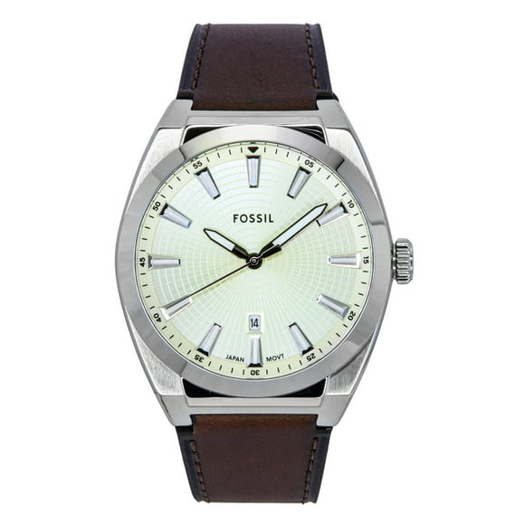 Fossil Everett Leather Strap Cream Dial Quartz FS6071 Men's Watch