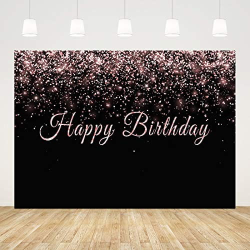 Happy Birthday Backdrop for Adult Party 16th 30th 40th 50th 60th Birthday Background 5x3ft Black