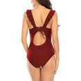 thumbnail image 5 of xiaxaixu Women One Piece Swimsuit Deep V Neck Ruffle Trim Monokini Swimwear, 5 of 5