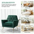 thumbnail image 6 of Upholstered Velvet Armchair Set of 2 Lounge Accent Chair Tufted Back Metal Legs Bedroom Green, 6 of 7