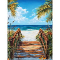 Tropical Beach Wooden Bridge Canvas Wall Art， Perfect for Living Room， Bedroom， Bathroom， Office， and Hallway Decoration.