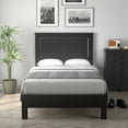thumbnail image 4 of Gymax Twin Size Bed Frame Platform Slat High Headboard Bedroom Rubber Wood Leg Black, 4 of 9