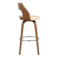 thumbnail image 3 of Axel 30" Swivel Bar Stool in Cream Faux Leather and Walnut Wood, 3 of 8