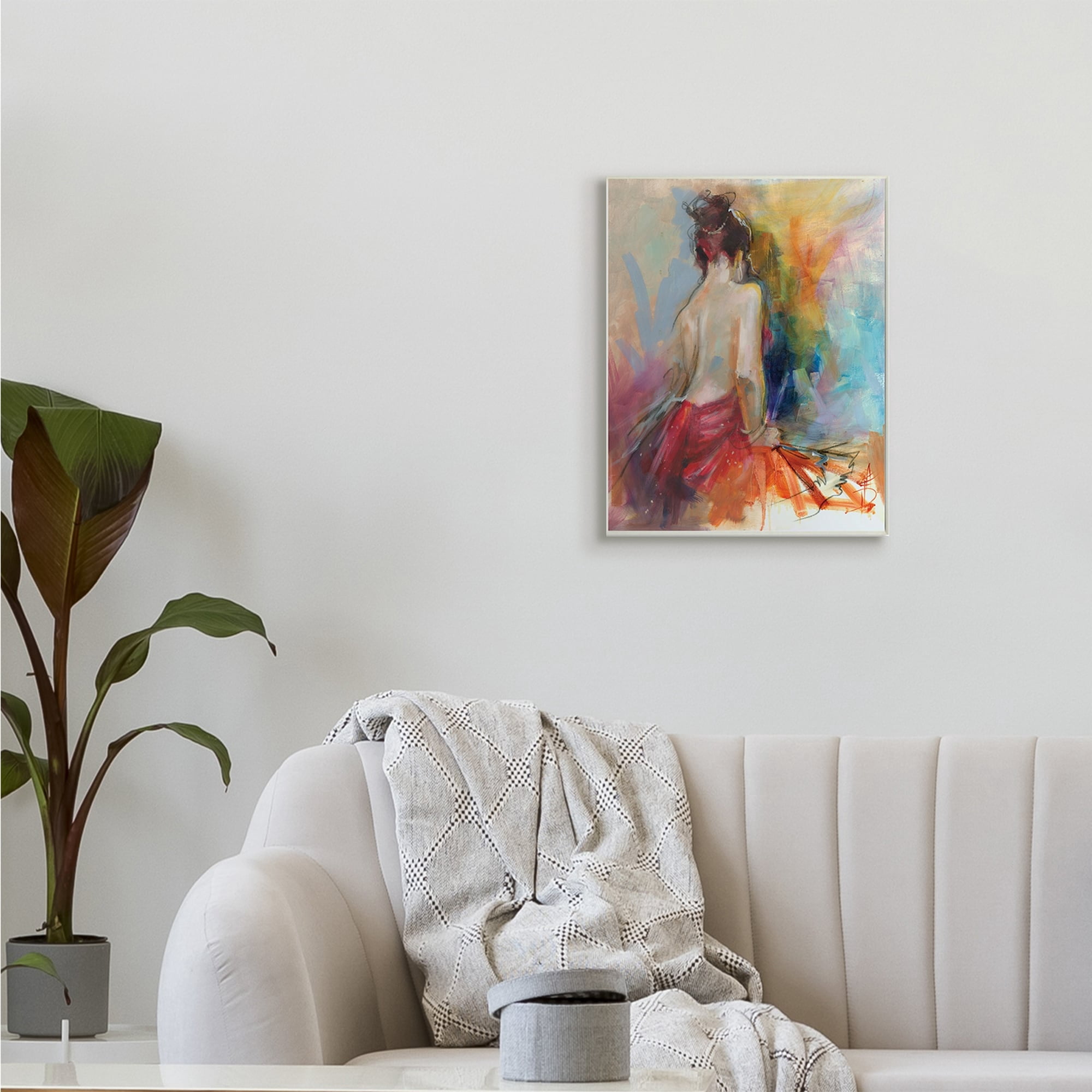 Contemporary Female Pose Energetic Brush Strokes 13 in x 19 in Framed Painting Art Print, by Stupell Home Décor