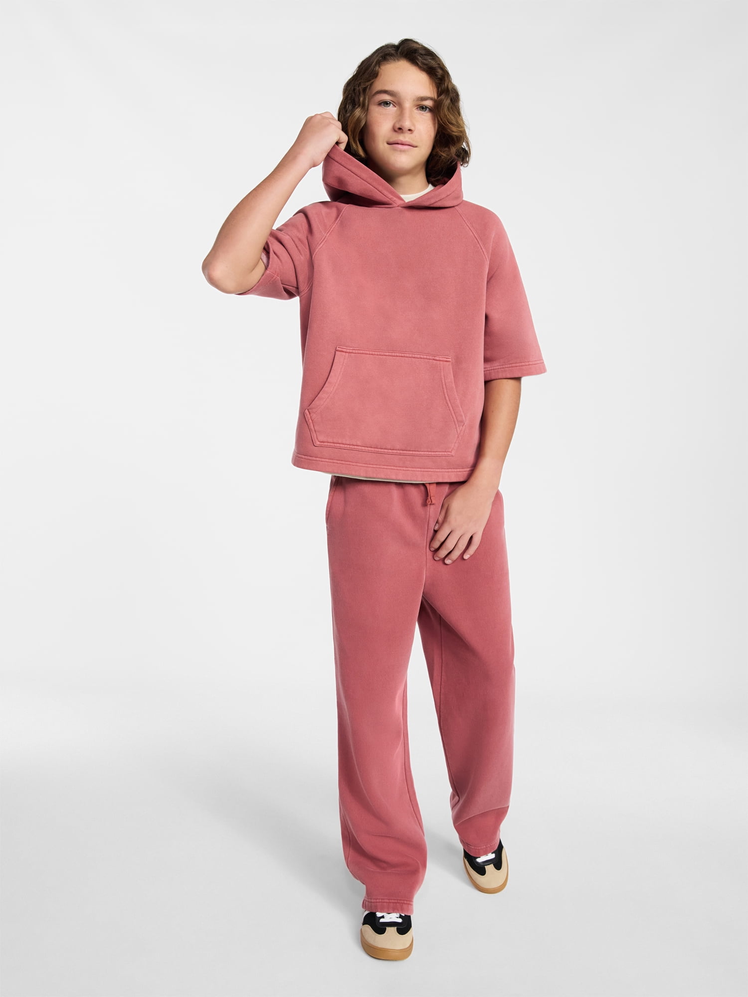 Weekend Academy Boys Fleece Hoodie with Short Sleeves, Sizes 4-18
