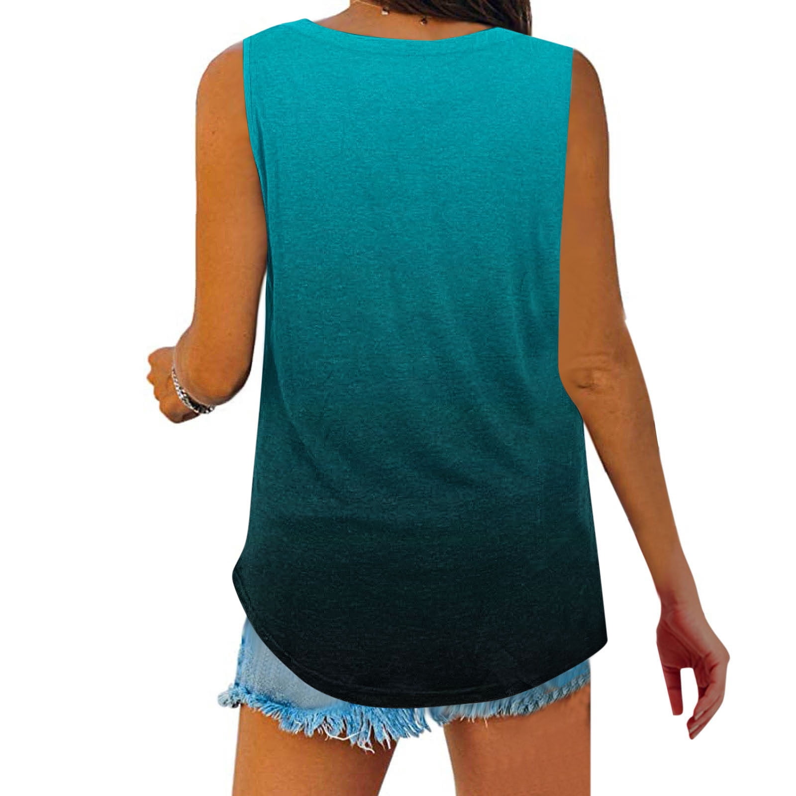 Women's Summer V-Neck Tank Top - Floral Print Sleeveless Blouse, Loose Fit Button Down Casual Shirt
