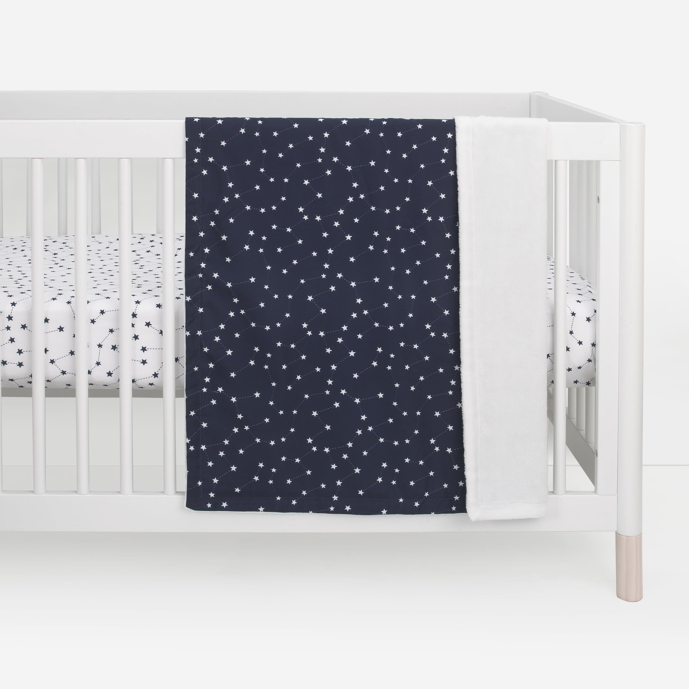 MoDRN Celestial Stars Baby Blanket, Navy, Grey, and White