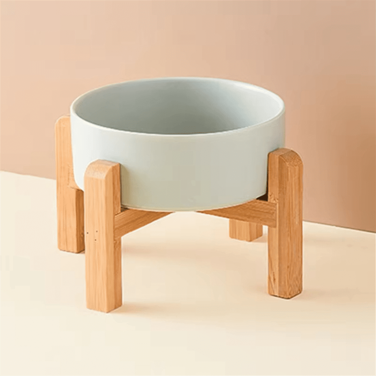 Big Dogs Bowl Double Ceramic Elevated Pet Food Water Feeders Small Medium Large Dog Feeding Supplies with Wooden Stand E