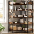 thumbnail image 2 of Huloretions Corner Bookshelf,5-Tier L-Shaped Bookcase,Industrial Open Display Shelf Tall Storage Organizer,Wooden Bookcase with Metal Frame for Home Office Living Room Bed Room, 2 of 8