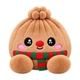 thumbnail image 6 of Christmas Dumpling Plush, Cute Stuffed Bun Toy With Bamboo Steamer Basket, Kawaii Holiday Gift, Brown Striped Scarf, 5.9 In, 6 of 7