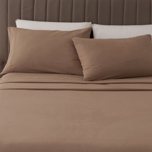 Great Bay Home Cotton Solid Flannel Sheet Set (Twin, Dark Taupe