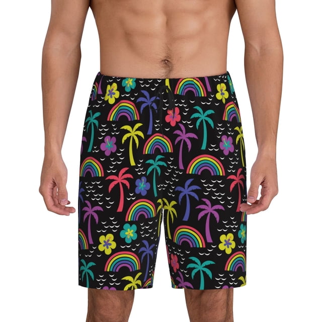 Fotbe Colorful Palms Pantalones Cortos de Pijama para Hombre, Ropa de Dormir, Pantalones de Pijama Cortos para Hombre-4X-Large