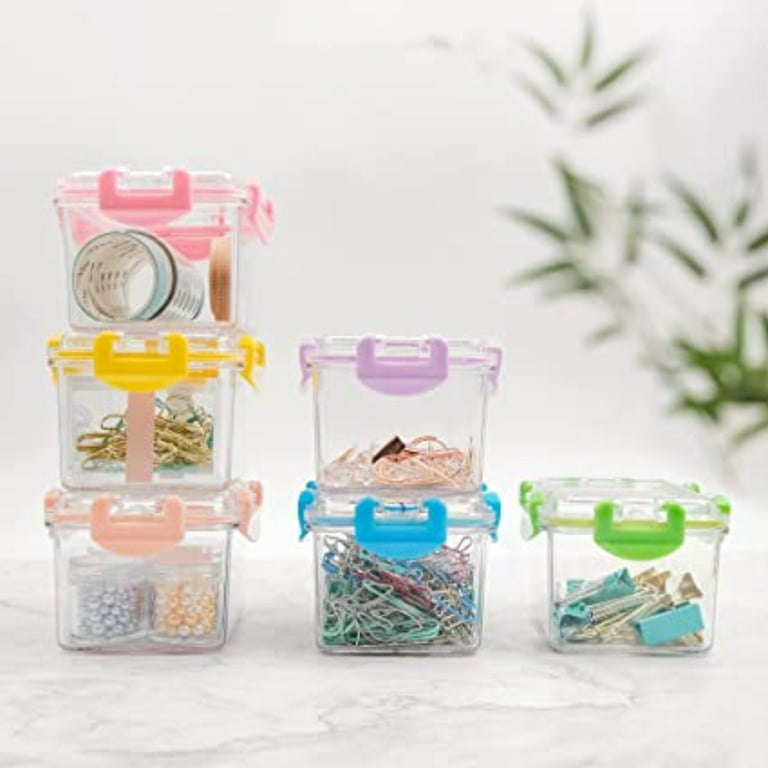Small Plastic Box, Stackable Mini Plastic Storage Box with Lid, Clear Plastic Organizer Container for Small Crafts Items - 6 Pack, Size: As Show