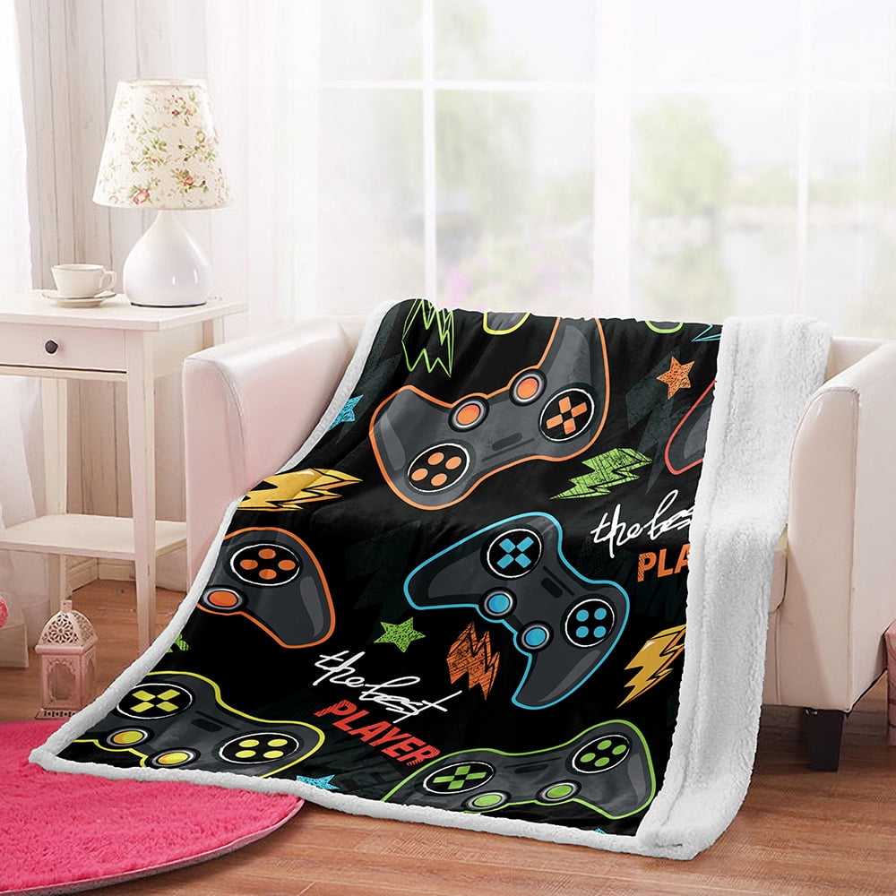 Gamepad Pattern Pattern Throw Blanket Soft Flannel Fleece Velvet