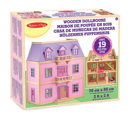 melissa & doug multi level wooden dollhouse