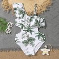 thumbnail image 2 of Girls Bathing Suits Kids 1 Piece Swimsuits One Shoulder Ruffle Swimwear Floral Bathing Suit Swimsuit Girl Green 7 Years-8 Years, 2 of 6