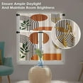 thumbnail image 4 of Mid Century Bohemian Kitchen Curtains Minimalist Window Curtains and Valances Set 36 Inch, Geometric Palm Leaf Sun Art Rod Pocket Short Tier Curtain, Vintage Small Curtains for Kitchen Decor, 4 of 6