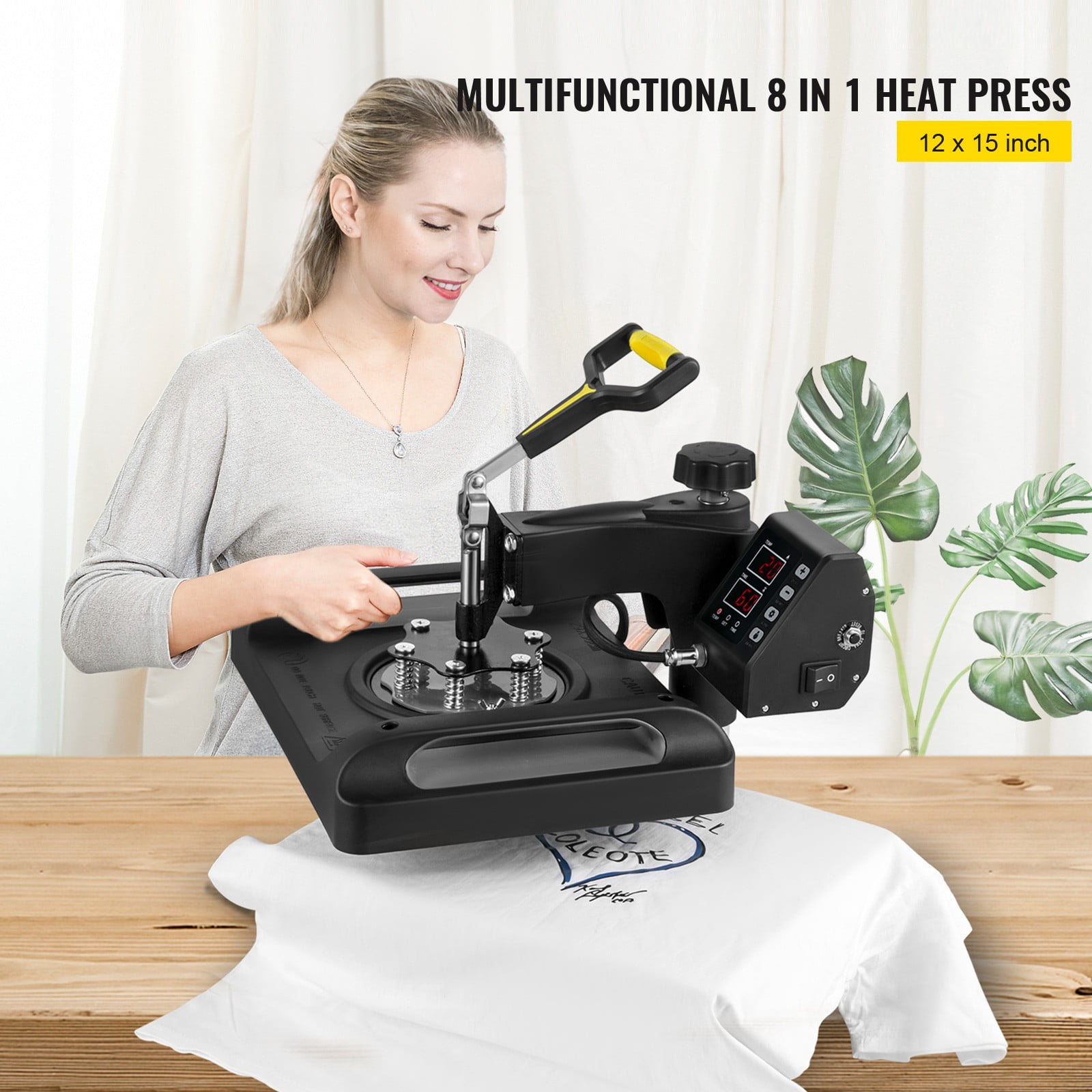 BENTISM Heat Press Machine 5 in 1,12 x 15 Dual-Tube Heating Press  Sublimation Machine 360° Rotation Swing Away T-Shirt Printing Machine  Dual-Tube