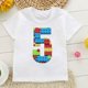 thumbnail image 3 of Camiseta de algodón para niños, camiseta con estampado digital de bloques de construcción para cumpleaños, ropa bonita para niños con nombre personalizado, camisetas blancas, 3 of 5