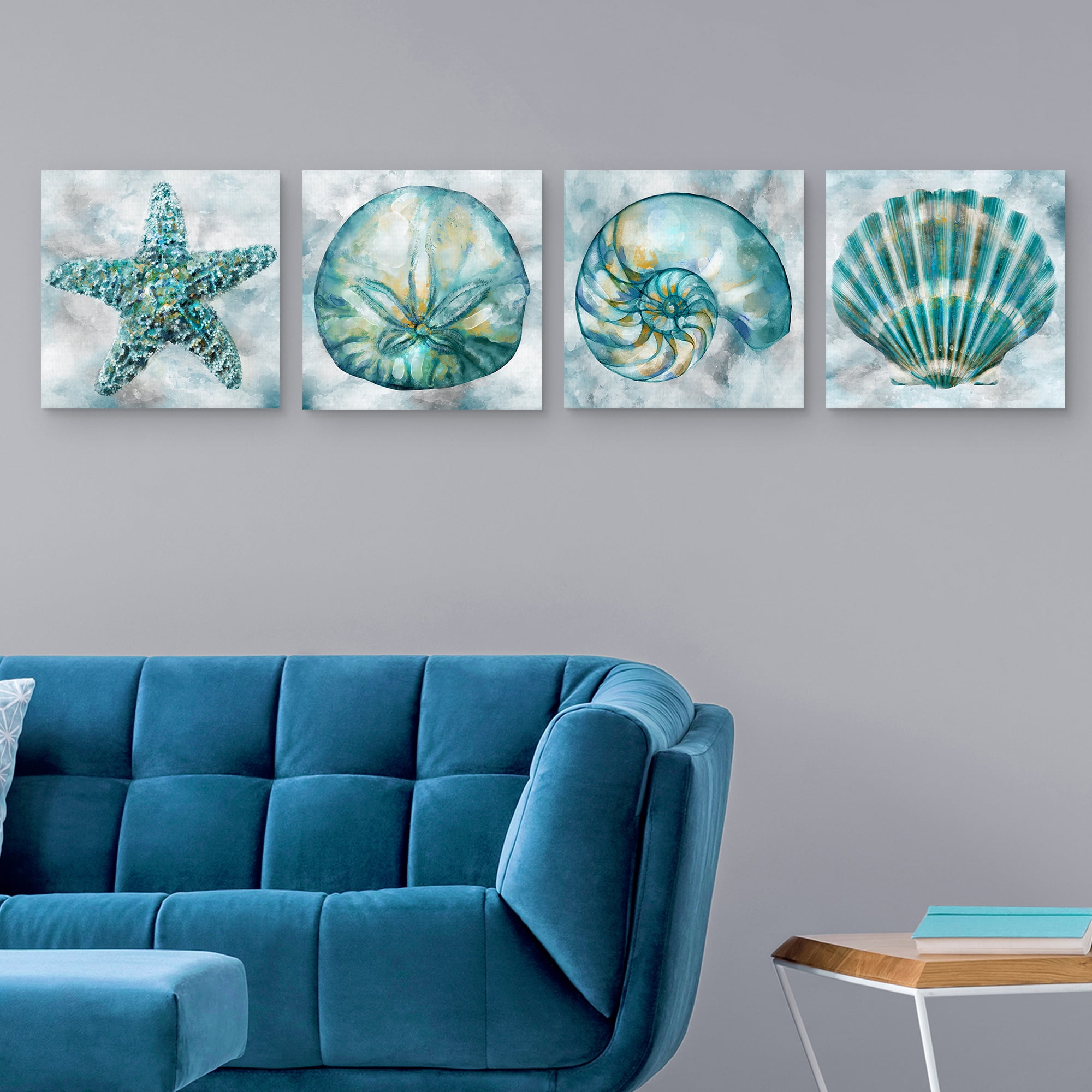 Elegant Shells I, II, III, IV by Studio Arts Set of 4 Canvas Prints