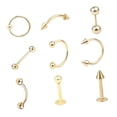 thumbnail image 1 of 9Pcs Belly Button Rings Navel Piercing Rings Body Piercing Jewelery Rings for Gold, 1 of 9