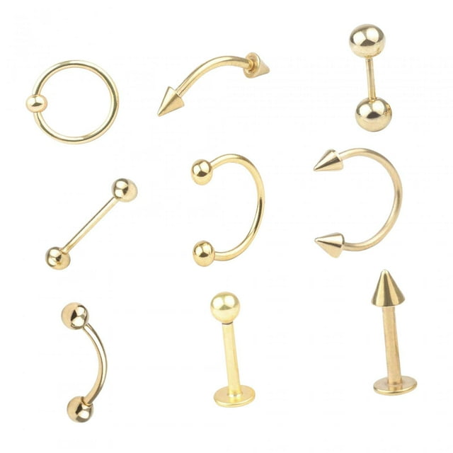 9Pcs Belly Button Rings Navel Piercing Rings Body Piercing Jewelery Rings for Gold