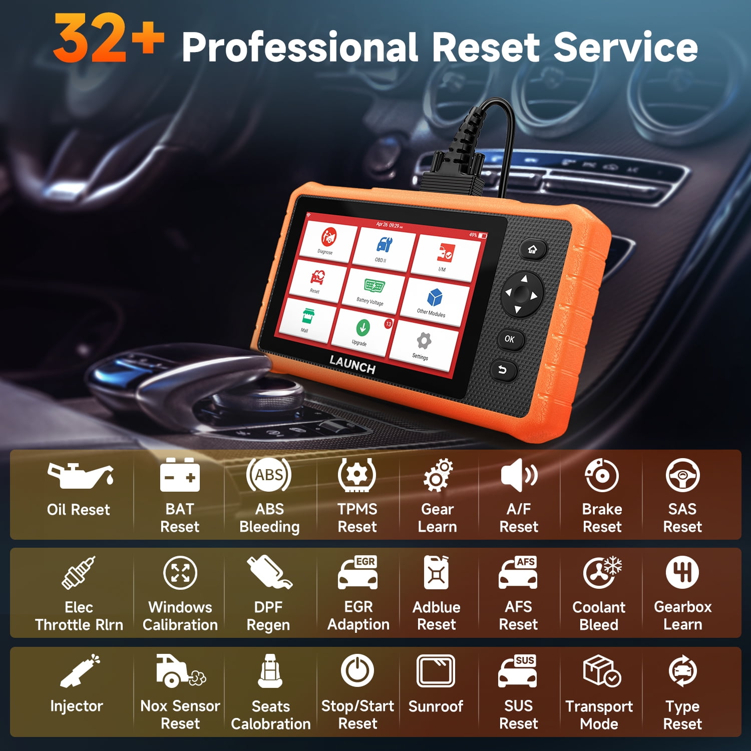 LAUNCH X431 CRP919C Lite Bidirectional Scan Tool with 32+ Reset, All System Diagnostic Scanner for All Cars, Active Test, FCA Autoauth 2-Year Free Update