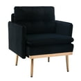 thumbnail image 4 of Single Lounge Sofa Chair with Velvet Finished and Metal Legs, Accent Chair with Arms for Living Room Reading Bedroom Office Decor, Black, 4 of 7