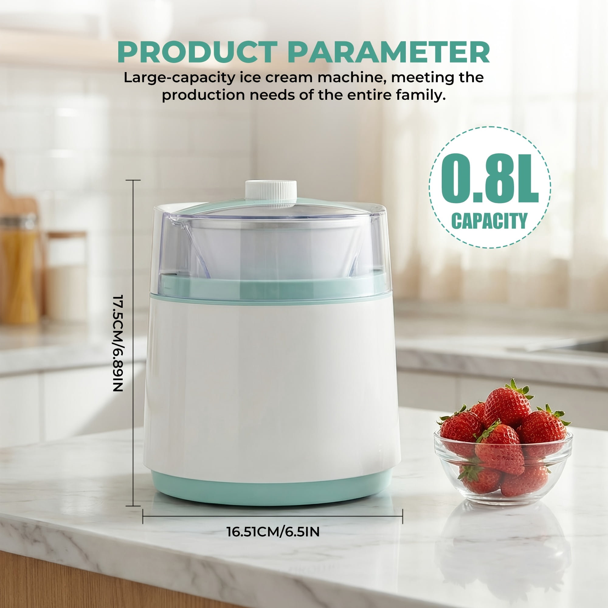 Fanruina Large Capacity Stainless Steel Ice Cream Maker with LED Display, 67.63oz & 27.05oz Optional, Easy Operate and Clean, Homemade Healthy Ice Cream