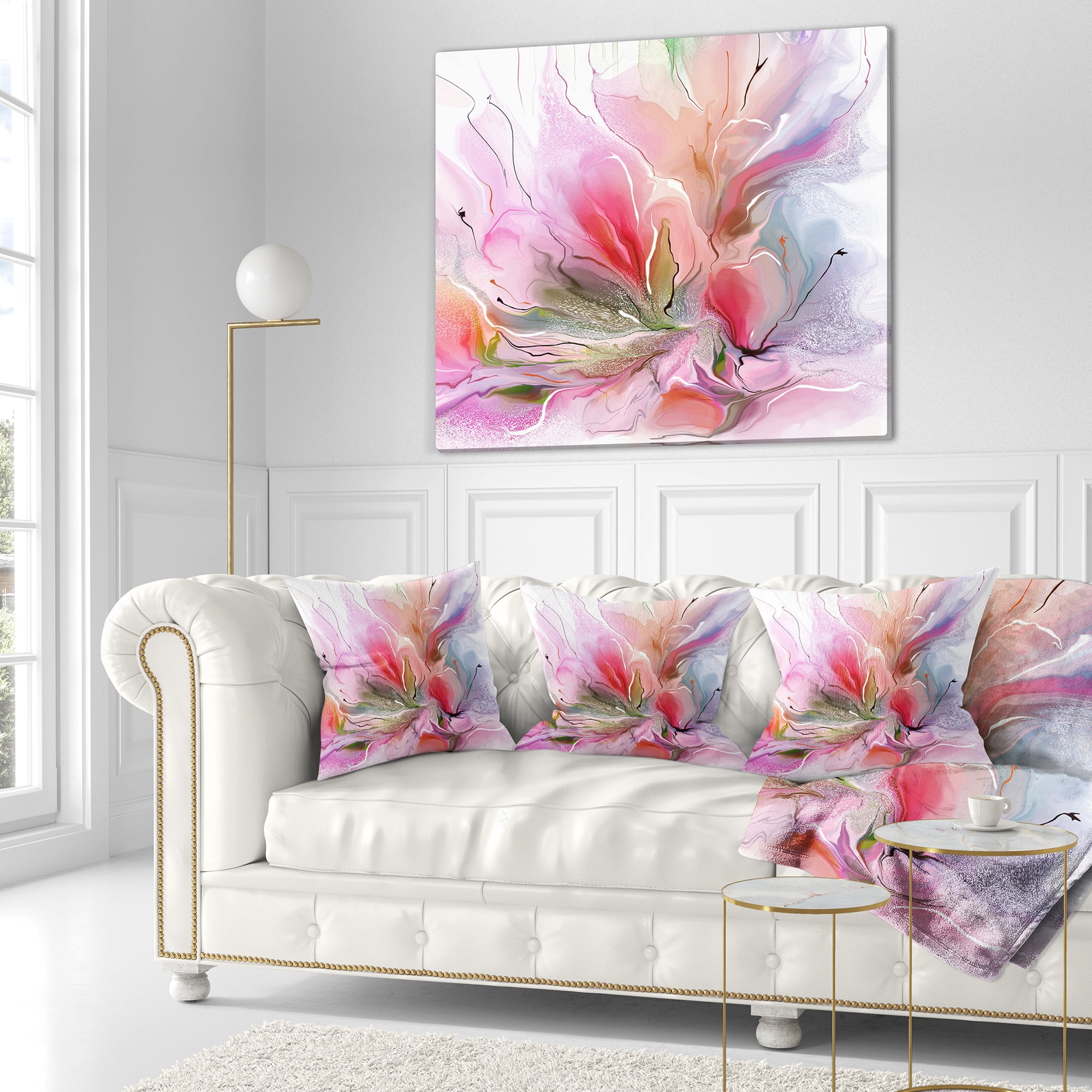 Designart Lovely Painted Floral Design - Floral Throw Pillow - 18x18