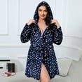 thumbnail image 6 of TEAJOPSUU Plush Bathrobes for Women Vintage Printed Winter Robes Fleece Warm Plus Size Flannel Christmas Deer Nightgown Blue, 6 of 6