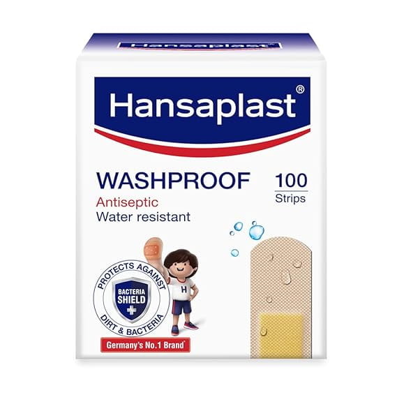 Hansaplast Antiseptic Washproof Bandage for injury & wounds | Pack of 100 Strips