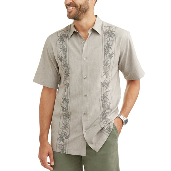 Cafe Luna - Cafe Luna Men's short sleeve printed woven shirt - Walmart.com
