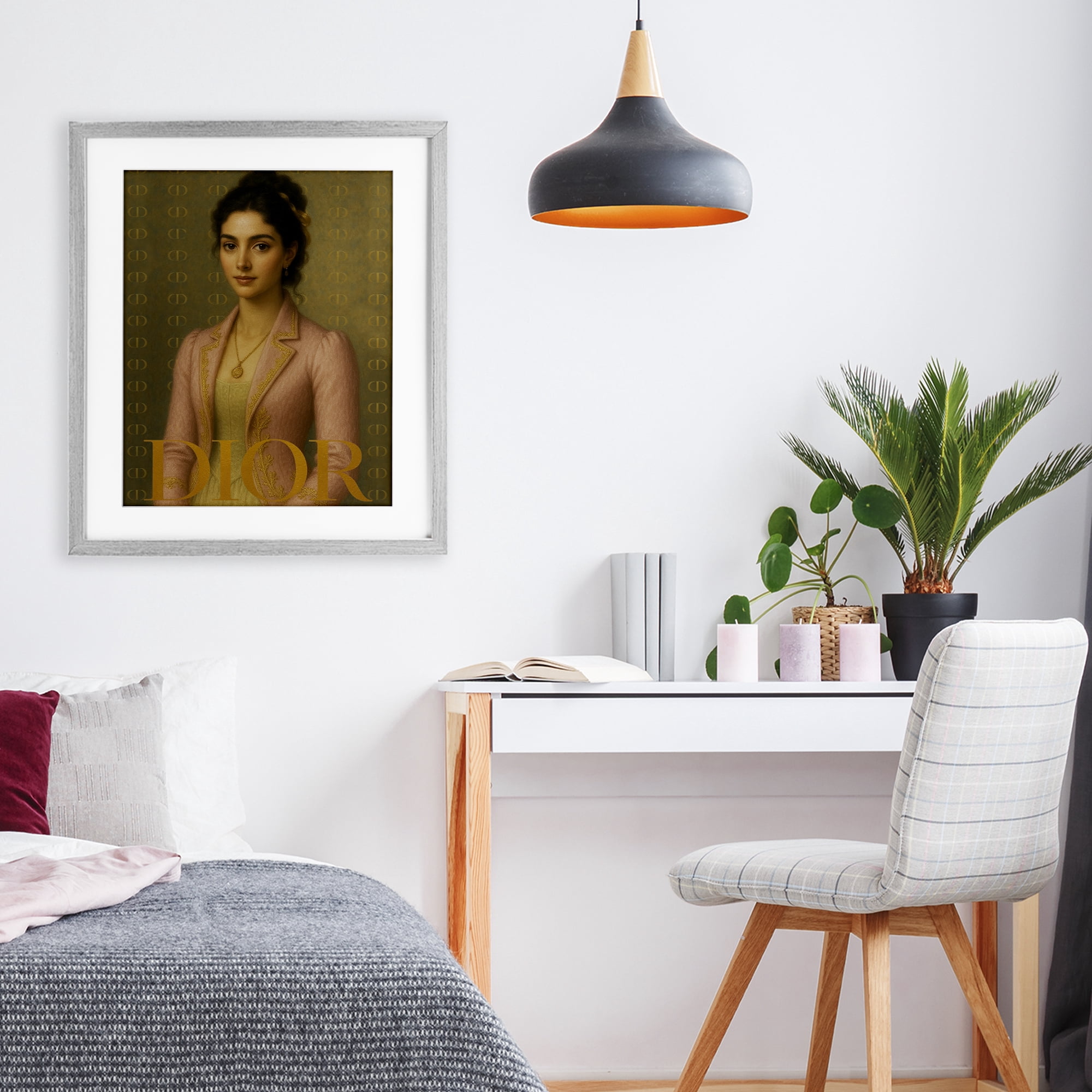 Stupell Industries Iconic Gentlewoman Fashion Gray Framed Print Under Glass, design by Grotto Studios