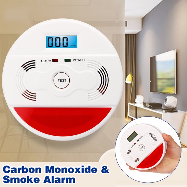2 in 1 LCD Carbon Monoxide & Smoke Alarm Smoke Fire Sensor Alarm