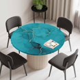 thumbnail image 2 of Teal Marble Round Fitted Tablecloth with Elastic Edge, Waterproof Table Cloth Table Cover for 45"-54" Tables, Turquoise Marble Crack Abstract Modern Art Tablecloths for Dining Picnic Indoor Outdoor, 2 of 9