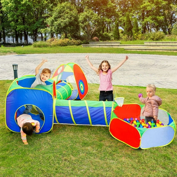 iMounTEK 5Pcs Kids Ball Pit Tents Pop Up Playhouse with 2 Crawl Tunnel & 2 Tent for Boys Girls Toddlers Preschool Children