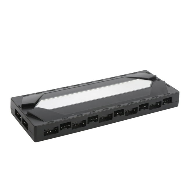ARGB Splitter PWM Fan Hub, 10 Ports PWM Fan Hub with Controller Splitter 1 to 10 Serial ATA Power Port 5V 3Pin Magnetic Base PC Case Fan Splitter ARGB Controller PC Fans Hub for