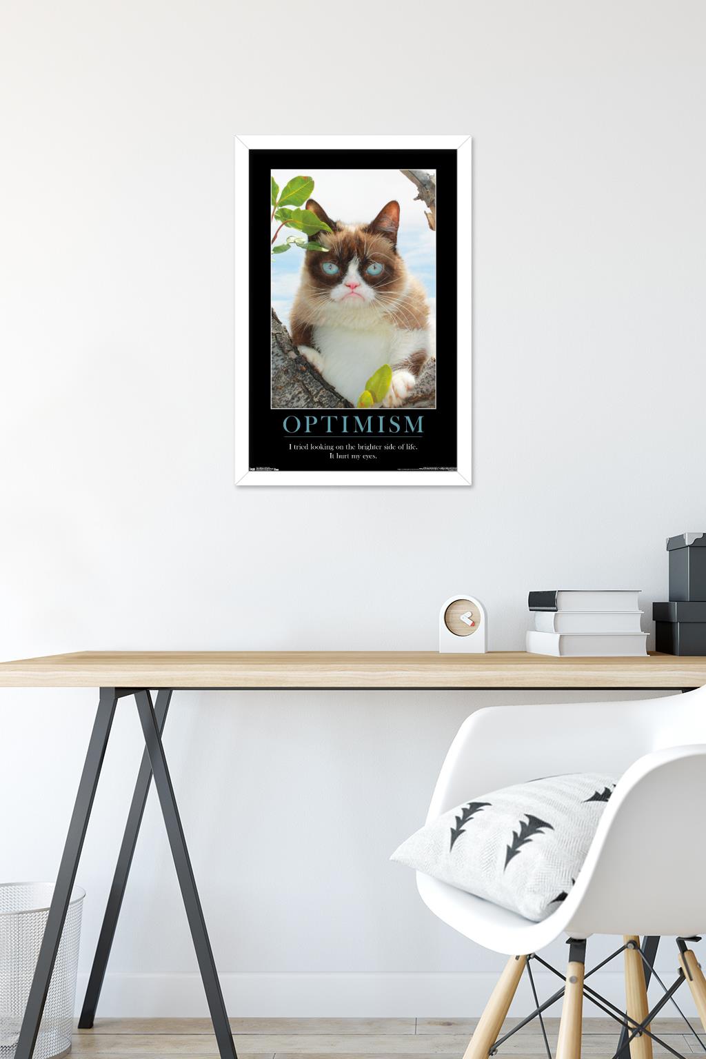 Grumpy Cat - The Brighter Side Wall Poster, 14.725" x 22.375", Framed