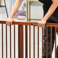 thumbnail image 2 of Barara King Freestanding Length Adjustable Wooden Pet Gate with Lockable Door 3 Panels, Brown, 2 of 7