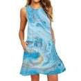 thumbnail image 1 of SMihono Robes Bohémiennes d'Été pour Femmes Grande Taille Mode Sans Manches Col Rond Décontracté avec Poche Imprimée, 1 of 4