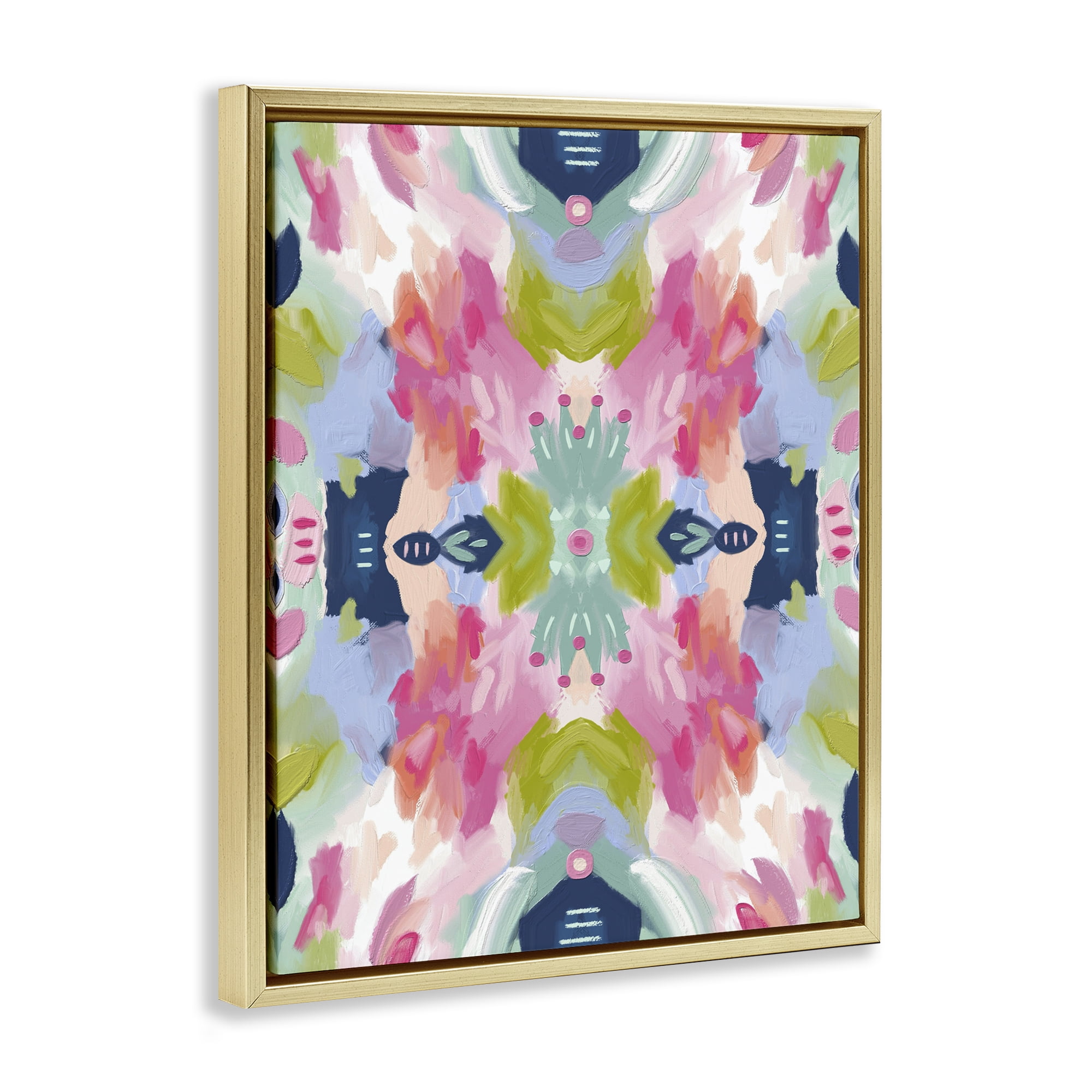 Stupell Industries Kaleidoscopic Floral Mandala Gold Framed Floater Canvas Wall Art, design by Lisa Nohren