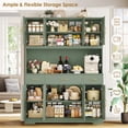 thumbnail image 4 of Homfa Kitchen Pantry with Hutch and Drawers, 71" Tall Storage Cabinet with 55" Wide Countertop and Built-In Power Outlet, Farmhouse Coffee Bar for Dining Room, Green, 4 of 7